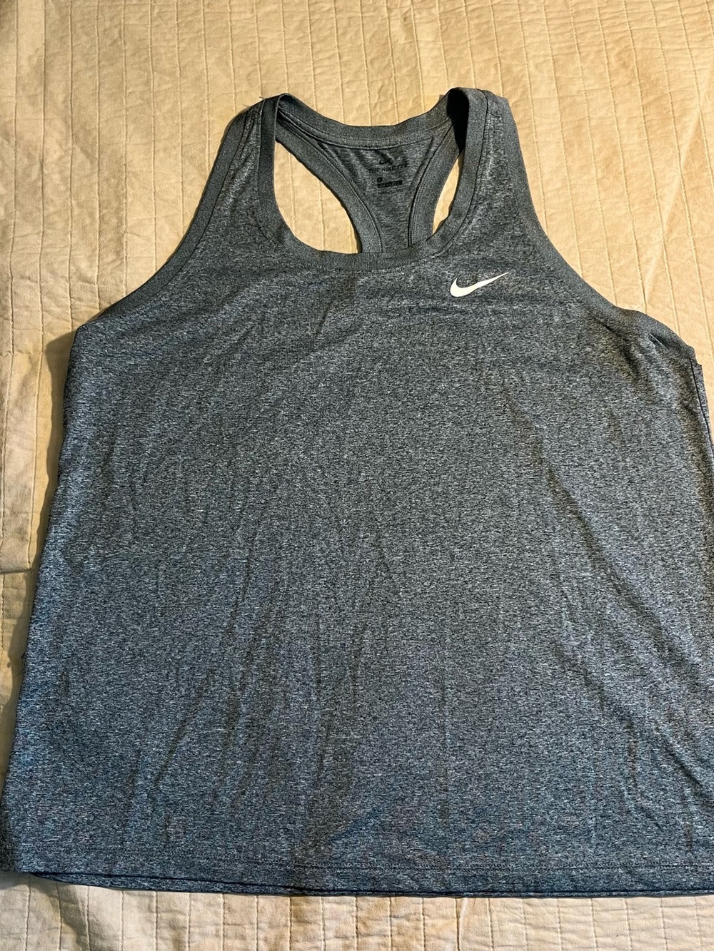 Nike Women’s Dark Gray Racerback Tank with White Swoosh